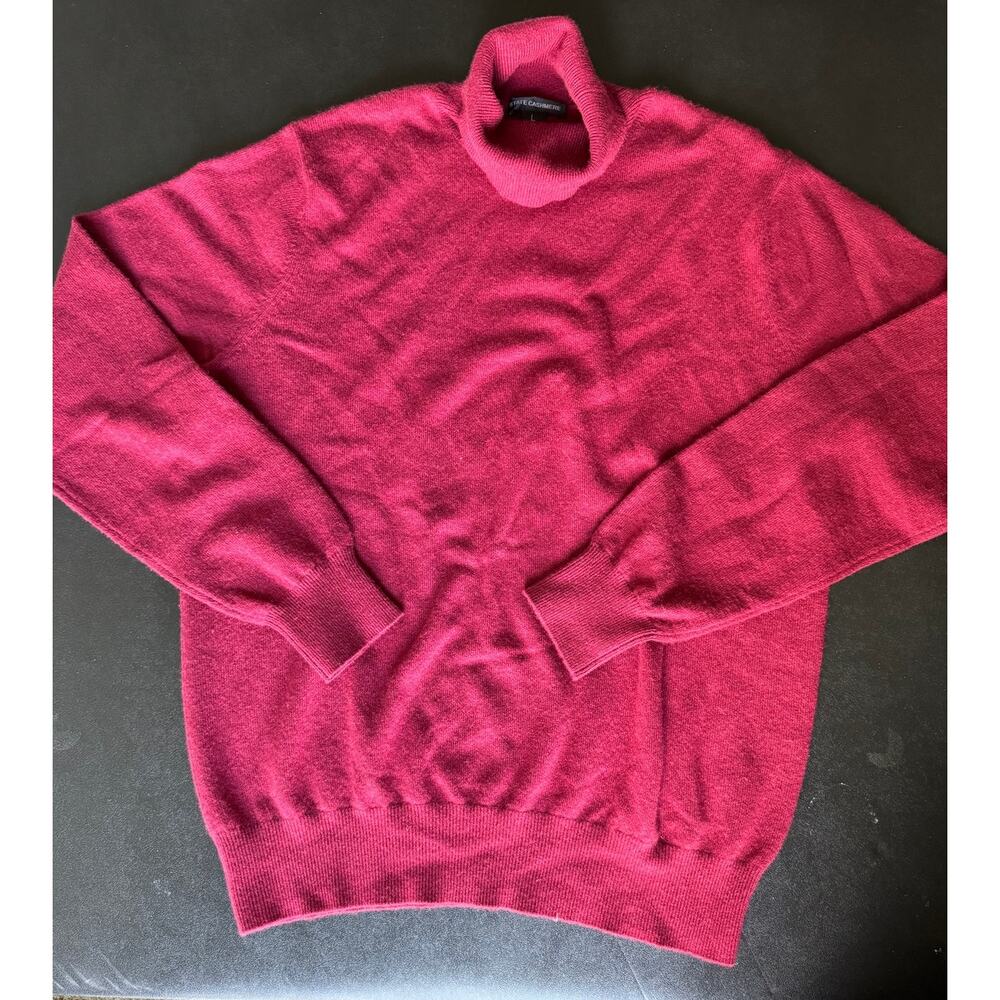 State Cashmere Women's 100% Cashmere Red Turtleneck Sweater Large